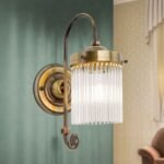 Aplica de perete STABCHEN, 1 lampa E27, alama solida patinata, pandantive de sticla transparenta, inaltime 30cm ORION - imagine 3