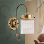Aplica de perete STABCHEN, 1 lampa E27, alama solida patinata, pandantive de sticla transparenta, inaltime 30cm ORION - imagine 4