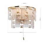 Aplica de perete KRISTALL KLASSISCH, 2 lumini alama solida aurie, cristale Swarovski, E14 2x40W ORION - imagine 8