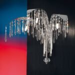 Aplica de perete PALME, 3 lampi G9, alama solida cromata, pandantive de cristal Schoeler ORION - imagine 3