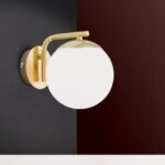 Aplica MADIS, 1 lampa E14, otel auriu, abajur sticla opal, inaltime 18cm ORION - imagine 4