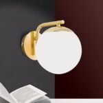 Aplica MADIS, 1 lampa E14, otel auriu, abajur sticla opal, inaltime 18cm ORION