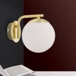 Aplica MADIS, 1 lampa E14, otel auriu, abajur sticla opal, inaltime 18cm ORION - imagine 3