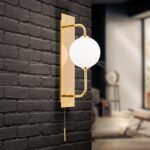 Aplica PIPES, G9 cadru tevi alama solida auriu cu abajur sticla opal lucios ORION - imagine 8