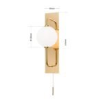 Aplica PIPES, G9 cadru tevi alama solida auriu cu abajur sticla opal lucios ORION - imagine 11