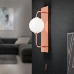 Aplica PIPES, G9 cadru tevi alama solida finisaj cupru cu abajur sticla opal lucios ORION - imagine 9