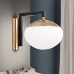 Aplica JOSEPHINE, 1 lampa E27, otel negru, abajur sticla opal, diametrul 18cm ORION - imagine 3