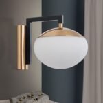 Aplica JOSEPHINE, 1 lampa E27, otel negru, abajur sticla opal, diametrul 18cm ORION - imagine 5