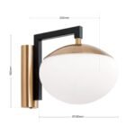 Aplica JOSEPHINE, 1 lampa E27, otel negru, abajur sticla opal, diametrul 18cm ORION - imagine 9