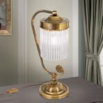 Veioza STABCHEN, 1 lampa E27, alama solida patinata, pandantive de sticla transparenta, inaltime 33cm ORION - imagine 3