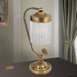Veioza STABCHEN, 1 lampa E27, alama solida patinata, pandantive de sticla transparenta, inaltime 33cm ORION - imagine 4