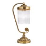 Veioza STABCHEN, 1 lampa E27, alama solida patinata, pandantive de sticla transparenta, inaltime 33cm ORION - imagine 5