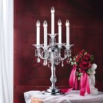 Lampa de masa KATHARINA, 5 lumini alama solida cromata, cristale Swarovski,  83cm E14 5x40W ORION - imagine 2