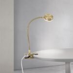 Lampa de masa LED MIRA cu Clema Prindere Masa si Brat Flexibil  42cm, LED 3W/250lm/4000K otel finisaj alama antica IP20 ORION