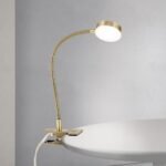 Lampa de masa LED MIRA cu Clema Prindere Masa si Brat Flexibil  42cm, LED 3W/250lm/4000K otel finisaj alama antica IP20 ORION - imagine 3