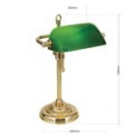 Lampa de masa HARVARD, Baza soclu alama solida, Nuanta alama aurie, Abajur de sticlă verde pivotant și reglabil pe înălțime, Comutator cu snur de tragere, E14, 40W, Inaltime 32cm ORION - imagine 8