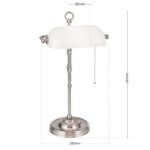 Lampa de masa HARVARD, Baza soclu alama solida, Nuanta crom satinat, Abajur de sticlă opal alb stralucitor pivotant și reglabil pe înălțime, Comutator cu snur de tragere, E27, 60W, Inaltime 53cm ORION - imagine 8