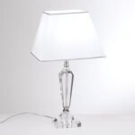 Lampa de masa VERONIQUE, cu Sticlă de cristal K9 si Abajur Alb-Crom E27, 60W, Inaltime 57cm ORION - imagine 2