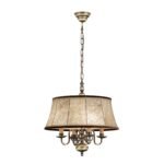 Candelabru Clasic FLAMAND, 4 lampi, alama masiva patinata, abajur piele maro,  E14 4x40W, Stilluster , ORION - imagine 8