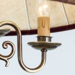 Candelabru Clasic FLAMAND, 4 lampi, alama masiva patinata, abajur piele maro,  E14 4x40W, Stilluster , ORION - imagine 6