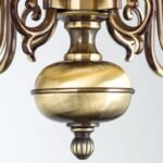 Candelabru Clasic FLAMAND, 4 lampi, alama masiva patinata, abajur piele maro,  E14 4x40W, Stilluster , ORION - imagine 5