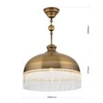 Pendul STABCHEN, 4 lampi E27, alama solida antica, pandantive de sticla transparenta, diametrul 39cm ORION - imagine 8