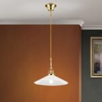 Pendul ARTDESIGN, E27 alama Shiny Brass, abajur sticlă opal, 30cm ORION