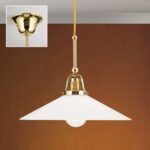 Pendul ARTDESIGN, E27 alama Shiny Brass, abajur sticlă opal, 30cm ORION - imagine 3