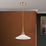 Pendul ARTDESIGN, E27 alama Shiny Brass, abajur sticlă opal, 30cm ORION - imagine 4