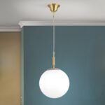 Lampa suspendata ARTDESIGN, E27 alama solida mat, abajur sticla opal 25cm ORION