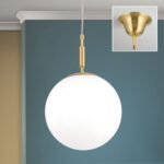 Lampa suspendata ARTDESIGN, E27 alama solida mat, abajur sticla opal 25cm ORION - imagine 3