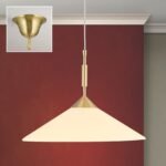Lampa suspendata ARTDESIGN, 1 flacara E27 alama solida mat, cu abajur sticla color sampanie, 40cm ORION - imagine 3