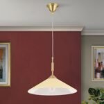 Lampa suspendata ARTDESIGN, 1 flacara E27 alama solida mat, cu abajur sticla color sampanie, 40cm ORION - imagine 4