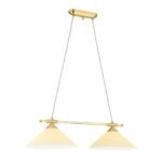 Lampa cu suspensie ARTDESGN, 2 flacari E27 alama solida mat, cu abajur sticla color sampanie ORION - imagine 5