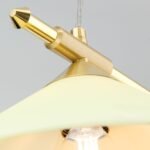 Lampa cu suspensie ARTDESGN, 2 flacari E27 alama solida mat, cu abajur sticla color sampanie ORION - imagine 6