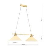 Lampa cu suspensie ARTDESGN, 2 flacari E27 alama solida mat, cu abajur sticla color sampanie ORION - imagine 8