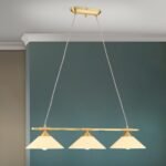 Lampa cu suspensie ARTDESIGN, 3 flacari E14 alama solida alama mat, cu abajur sticla color sampanie ORION