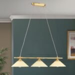 Lampa cu suspensie ARTDESIGN, 3 flacari E14 alama solida alama mat, cu abajur sticla color sampanie ORION - imagine 4