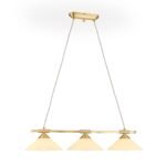 Lampa cu suspensie ARTDESIGN, 3 flacari E14 alama solida alama mat, cu abajur sticla color sampanie ORION - imagine 5
