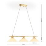 Lampa cu suspensie ARTDESIGN, 3 flacari E14 alama solida alama mat, cu abajur sticla color sampanie ORION - imagine 8