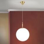 Lampa suspendata ARTDESIGN, E27 alama mat, abajur sticla opal 30cm ORION