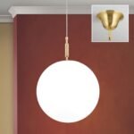 Lampa suspendata ARTDESIGN, E27 alama mat, abajur sticla opal 30cm ORION - imagine 3