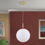 Lampa suspendata ARTDESIGN, E27 alama mat, abajur sticla opal 30cm ORION - imagine 4