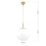 Lampa suspendata ARTDESIGN, E27 alama mat, abajur sticla opal 30cm ORION - imagine 8