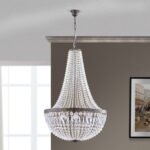 Candelabru ARILA, 6 lampi E27, otel antic-auriu, pandantive de sticla clara-taiata, diametrul 60cm ORION - imagine 6