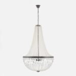 Candelabru ARILA, 6 lampi E27, otel antic-auriu, pandantive de sticla clara-taiata, diametrul 60cm ORION - imagine 9