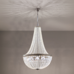 Candelabru ARILA, 6 lampi E27, otel antic-auriu, pandantive de sticla clara-taiata, diametrul 60cm ORION - imagine 3