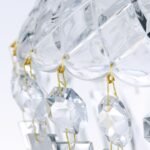 Candelabru ARILA, 1 lampa E27, otel antic-auriu, pandantive de sticla clara-taiata, diametrul 24cm ORION - imagine 5