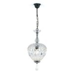 Candelabru ARILA, 1 lampa E27, otel antic-auriu, pandantive de sticla clara-taiata, diametrul 24cm ORION - imagine 7