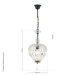 Candelabru ARILA, 1 lampa E27, otel antic-auriu, pandantive de sticla clara-taiata, diametrul 24cm ORION - imagine 9